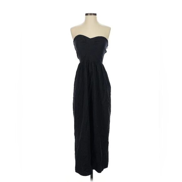 Reformation Cotton Elegant Black Strapless Size 8 - Picture 1 of 4